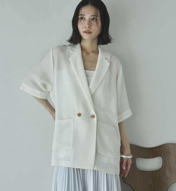 Doux archives「メッシュ半袖ジャケット」|テーラードジャケット|