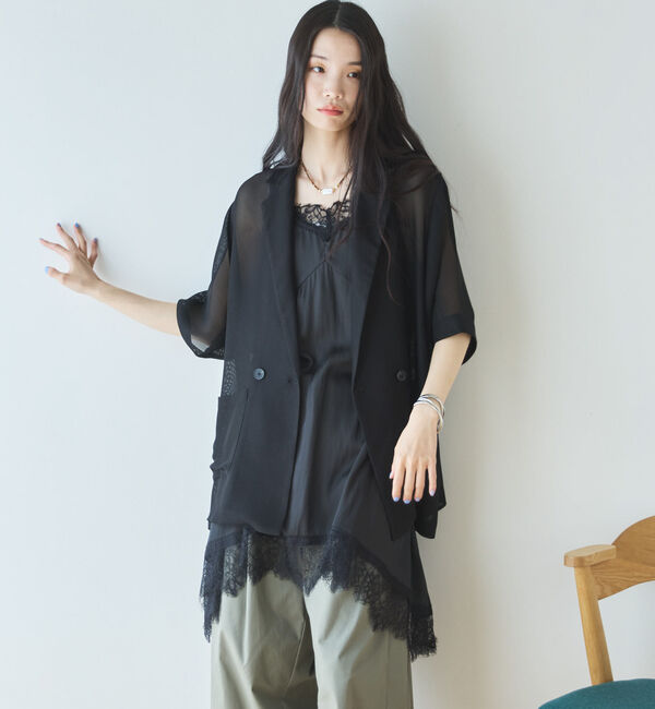 Doux archives「メッシュ半袖ジャケット」|テーラードジャケット|