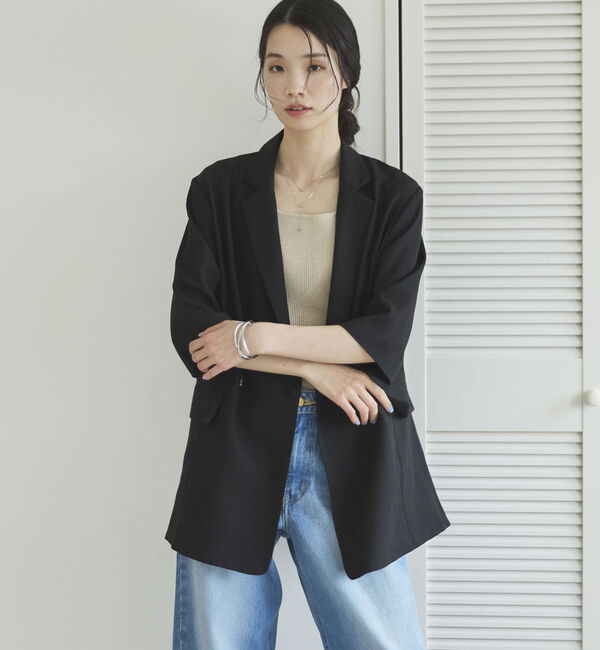 Doux archives「リネン混半袖テーラードジャケット」|テーラードジャケット|