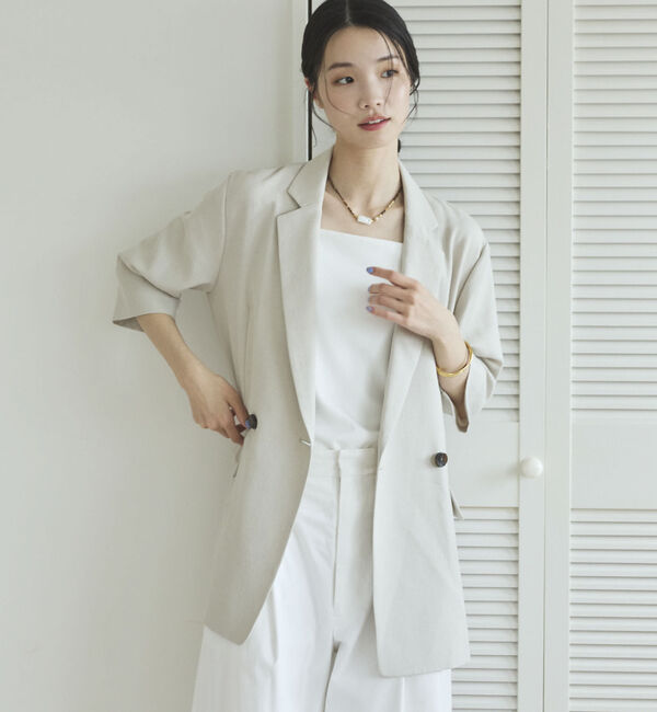 Doux archives「リネン混半袖テーラードジャケット」|テーラードジャケット|