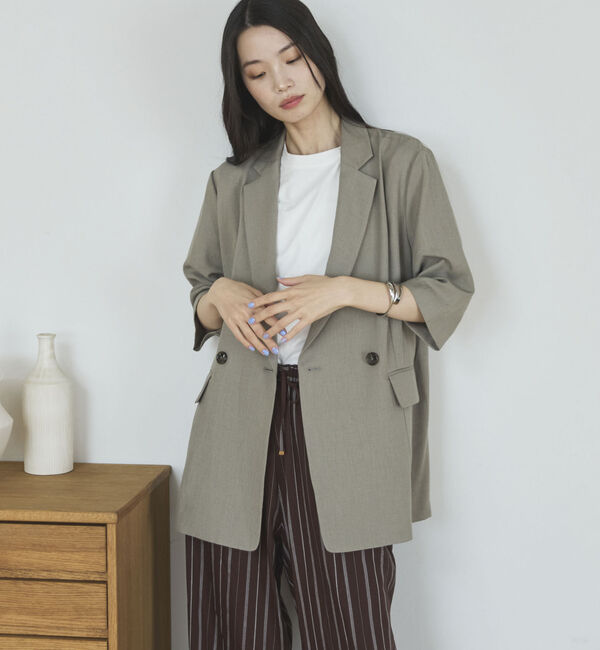 Doux archives「リネン混半袖テーラードジャケット」|テーラードジャケット|