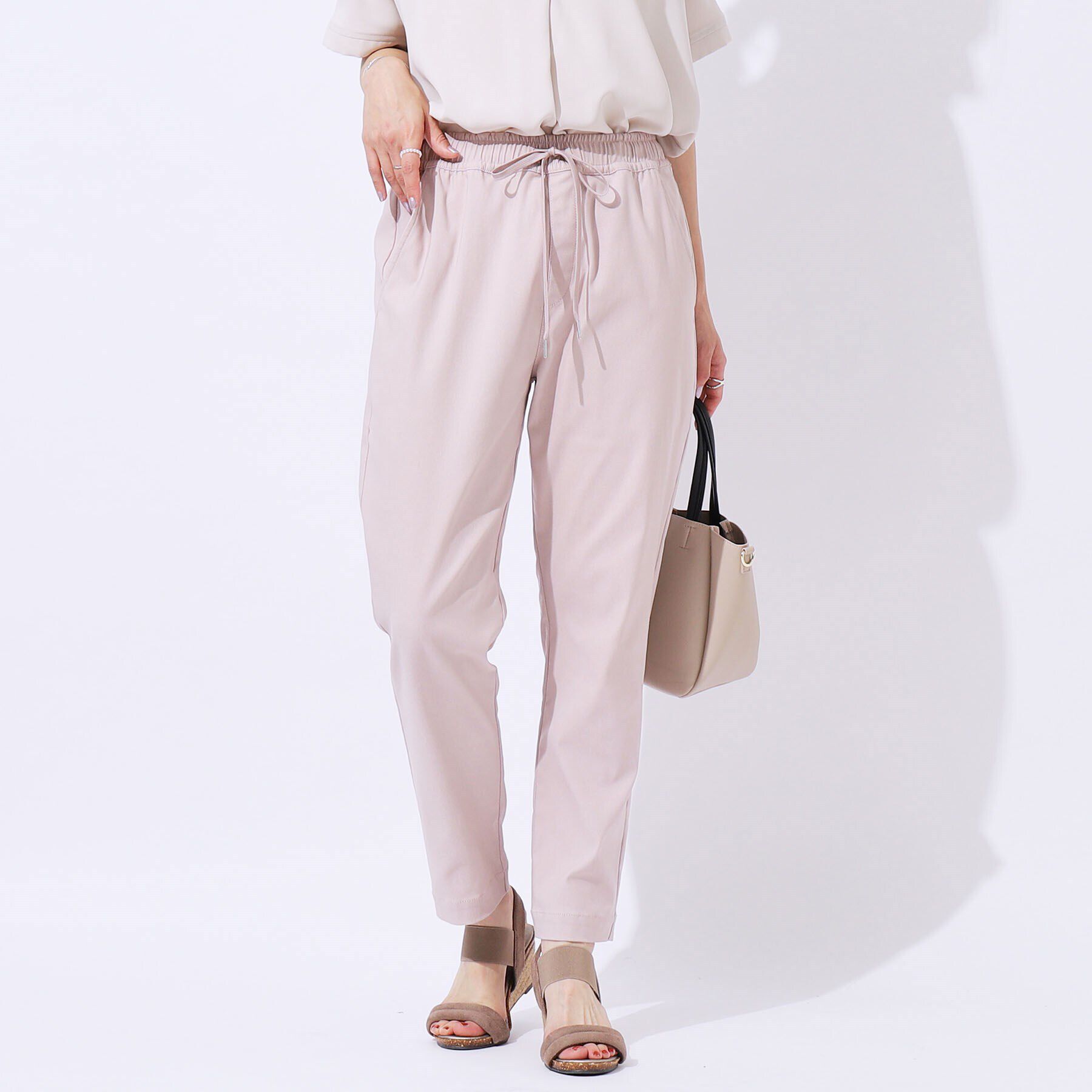 SHOO･LA･RUE「【SS-3L/無理せずスリム】 ぐんぐん伸びる イージーテーパードパンツ」|その他|ピンク(072)