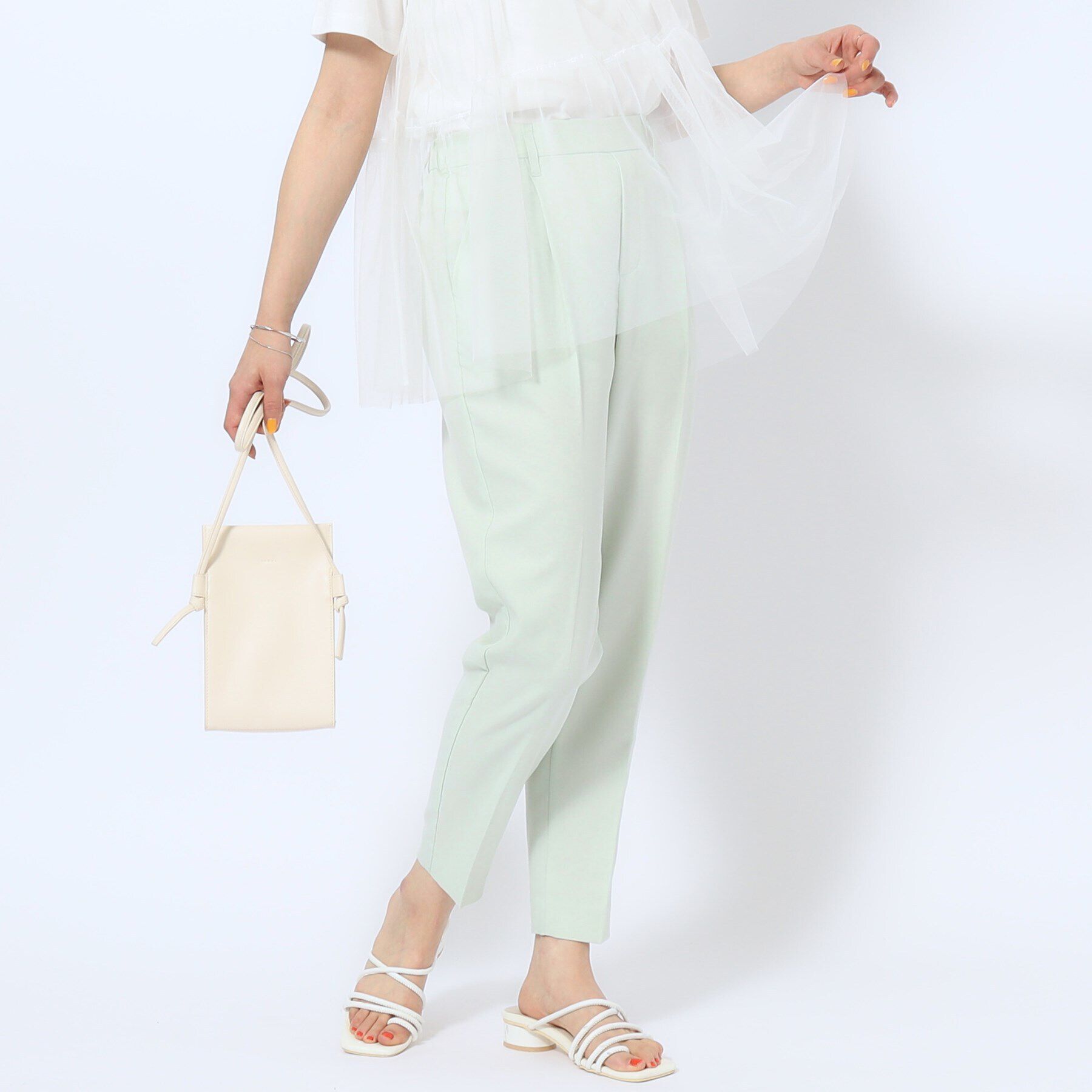 SHOO･LA･RUE「【洗える/SS-3L】すっきりキレイにかっこよく 大人のテーパードパンツ」|その他|ミントグリーン(02