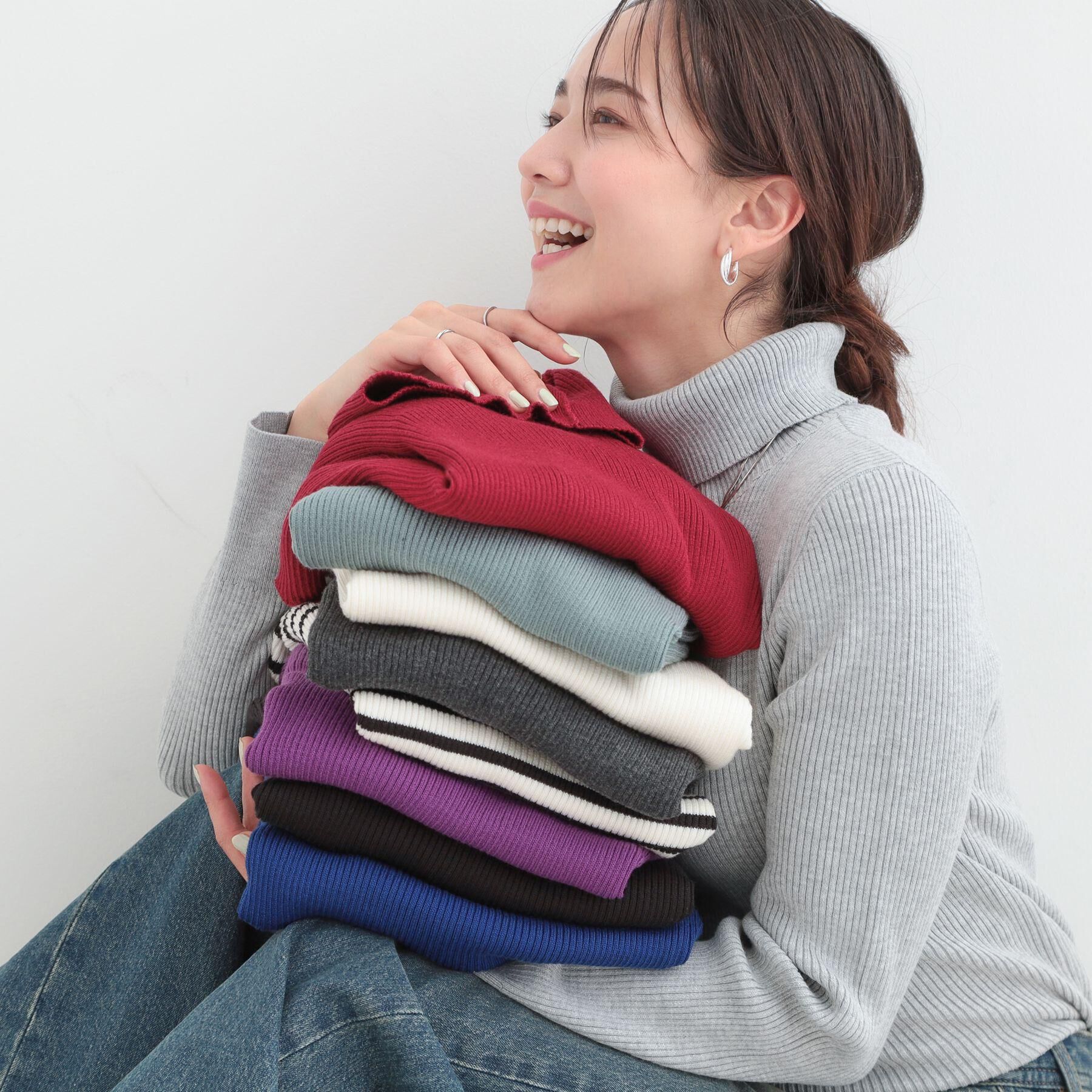 SHOO･LA･RUE「【絶妙なゆるピタ/洗濯機可】ちくちくしにくい リブタートルネック やわらかニット【CIRCRIC】」|ニット・セーター|