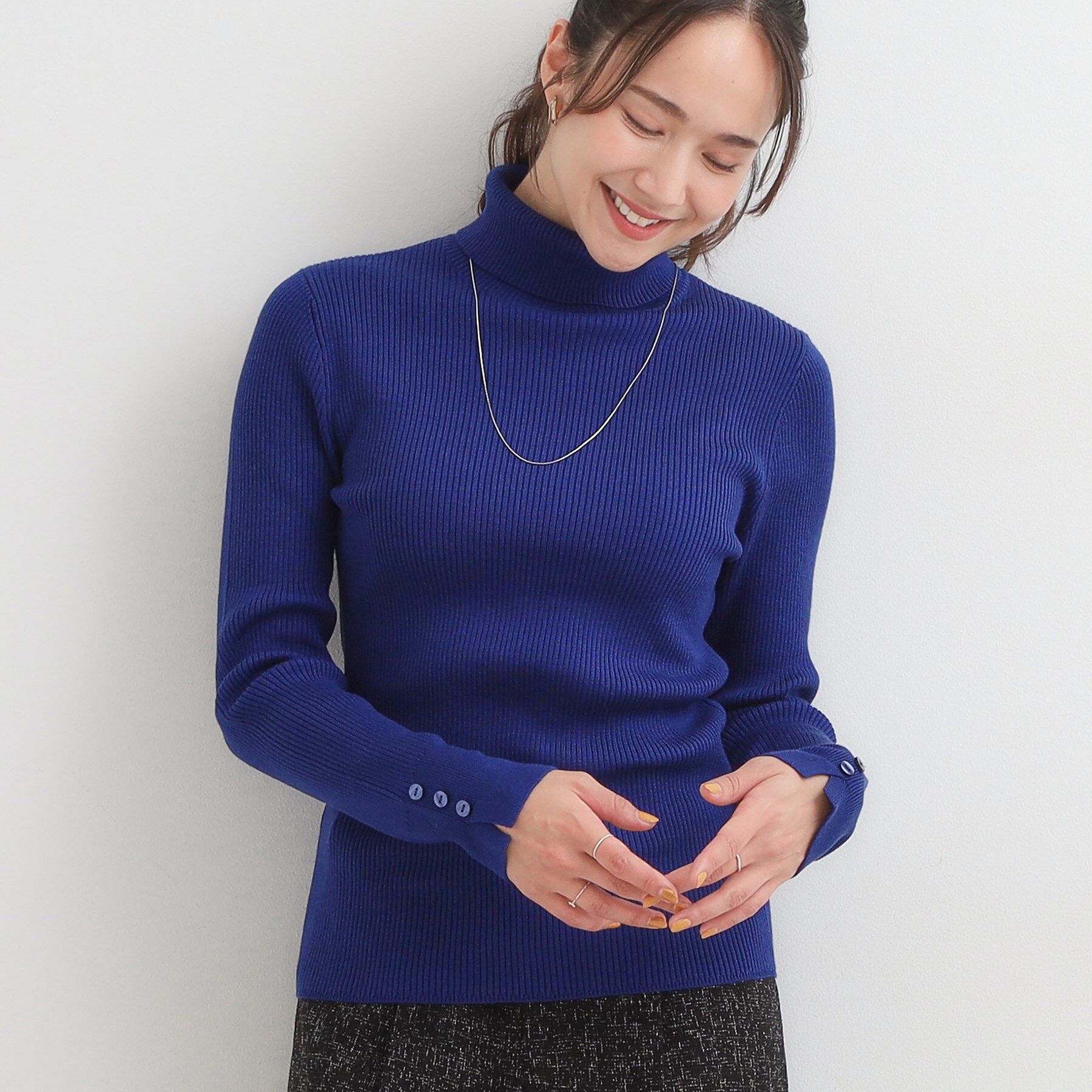 SHOO･LA･RUE「【絶妙なゆるピタ/洗濯機可】ちくちくしにくい リブタートルネック やわらかニット【CIRCRIC】」|ニット・セーター|ブルー(093)