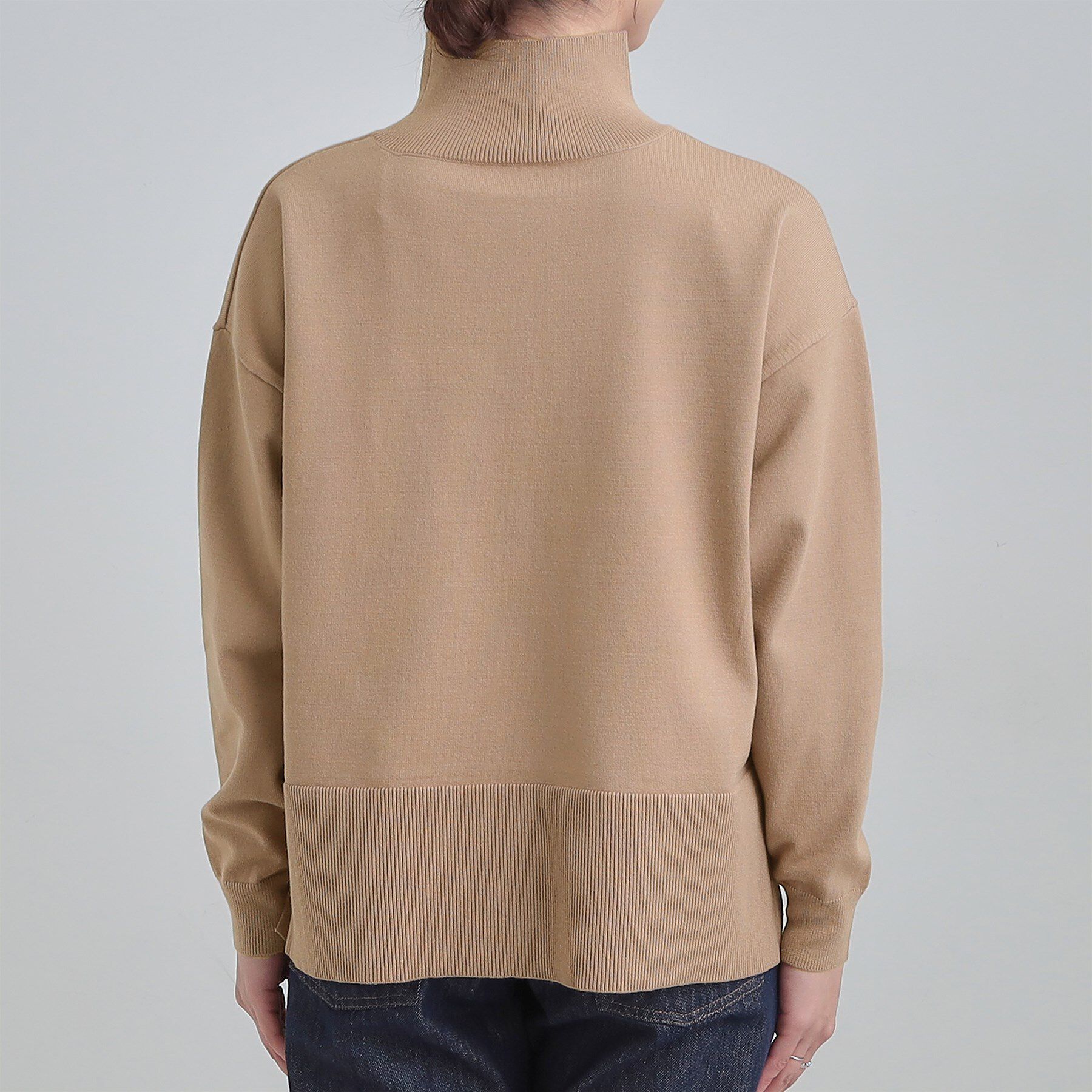 SHOO･LA･RUE「【2点セット/S-LL】時短で決まる もちもちハイネックニット+裾シャツインナー」|ニット・セーター|