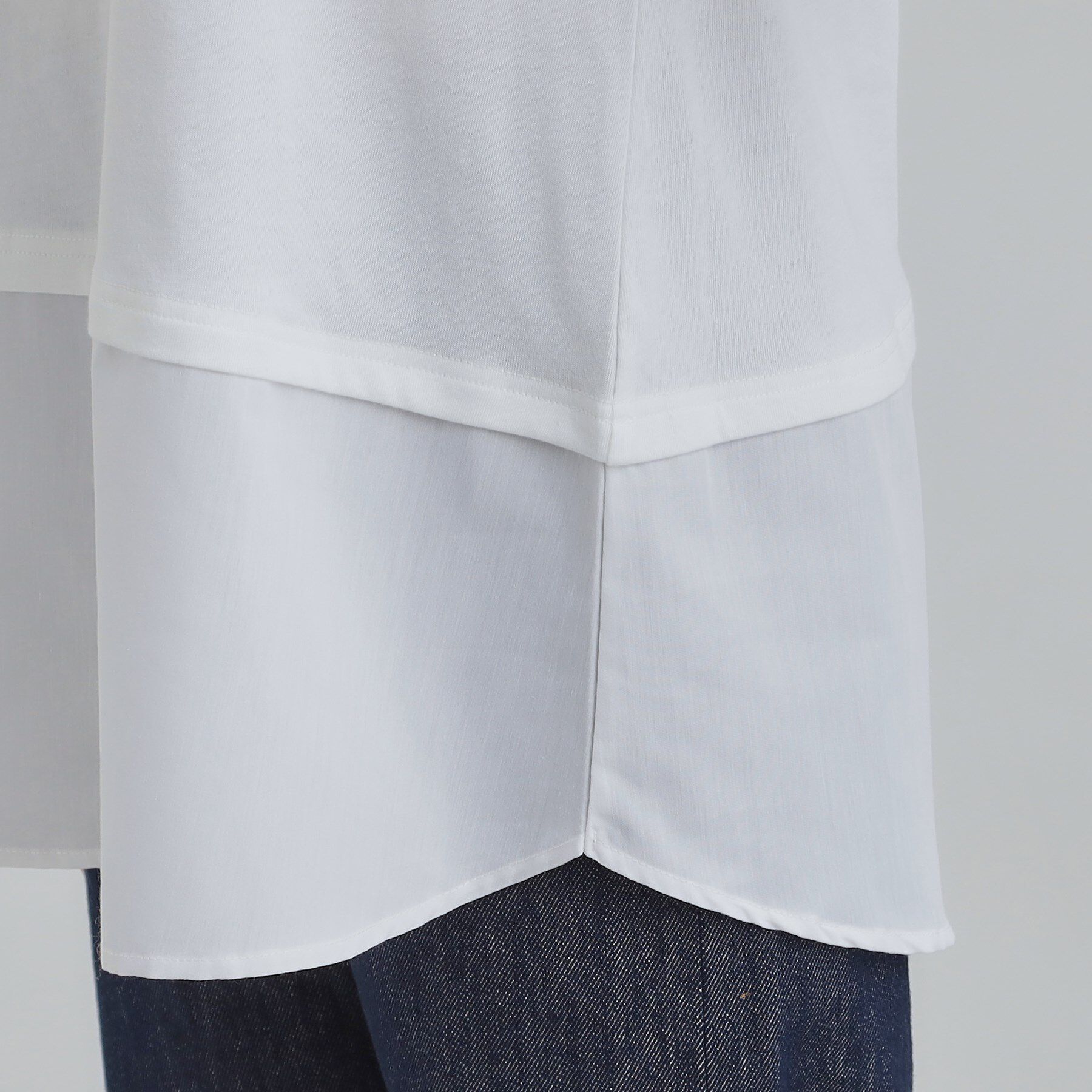 SHOO･LA･RUE「【2点セット/S-LL】時短で決まる もちもちハイネックニット+裾シャツインナー」|ニット・セーター|