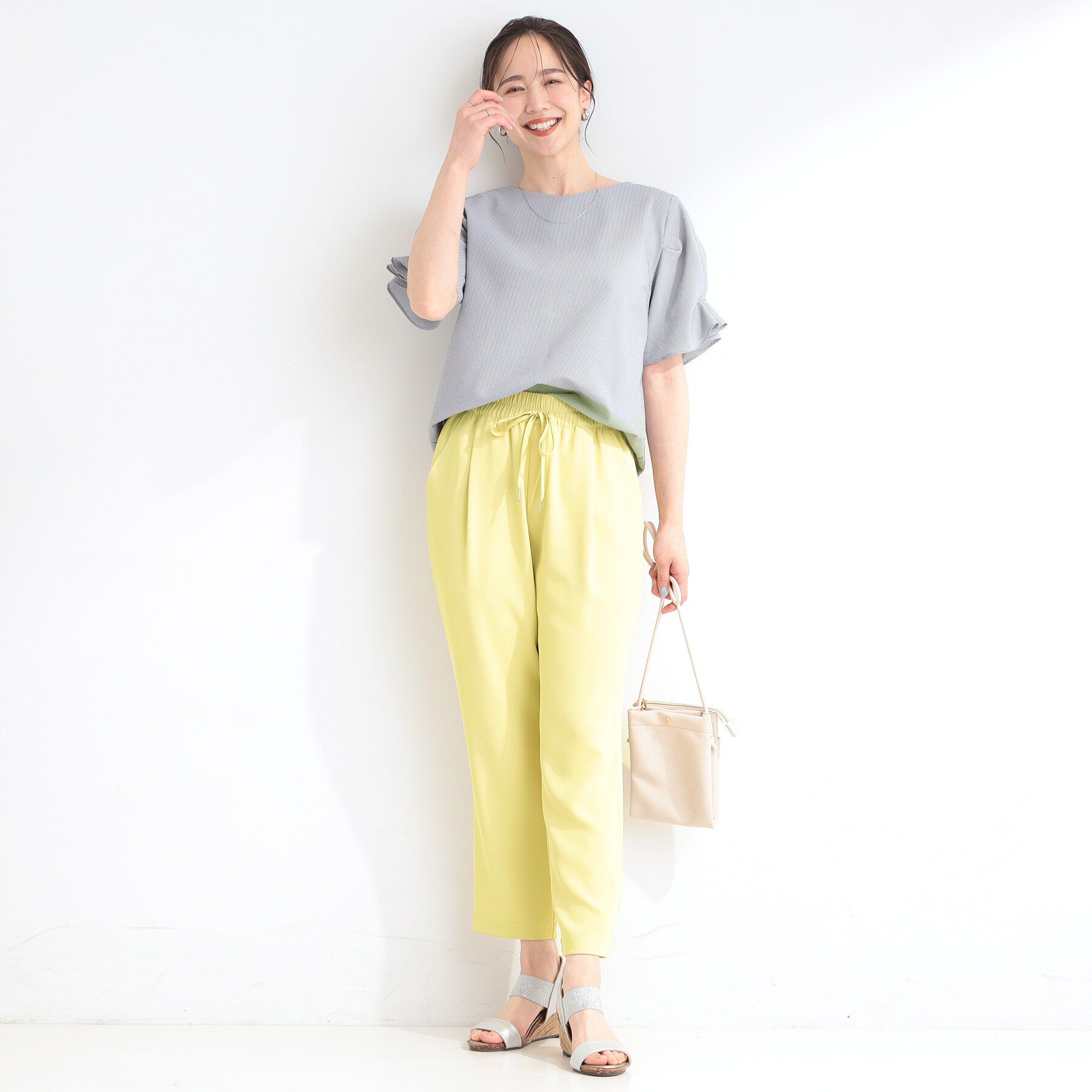 SHOO･LA･RUE「【セットアップ可/ひんやり/UV/SS-3L】さらさらぷるん イージーテーパードパンツ」|その他|