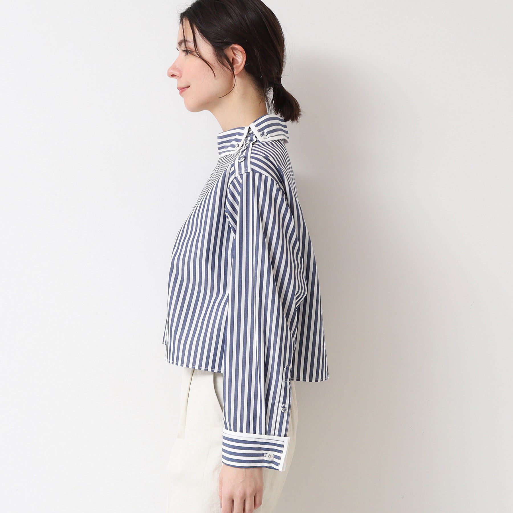 Dessin「【洗える】ロールネックストライプブラウス（S～L）」|シャツ・ブラウス|