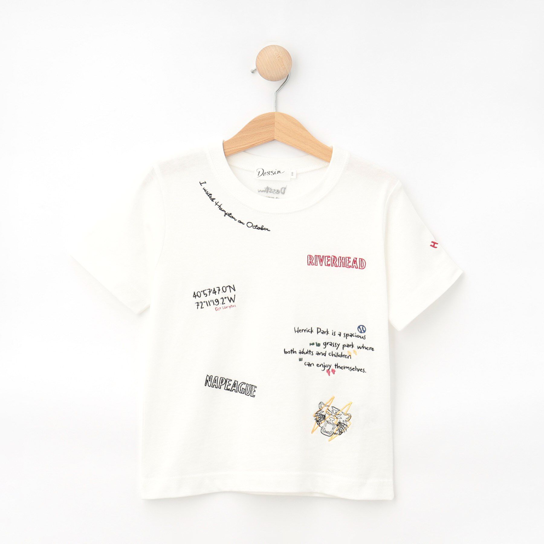 Dessin「【リンクコーデ/洗える】刺繍Tシャツ」|Tシャツ・カットソー|ホワイト(002)