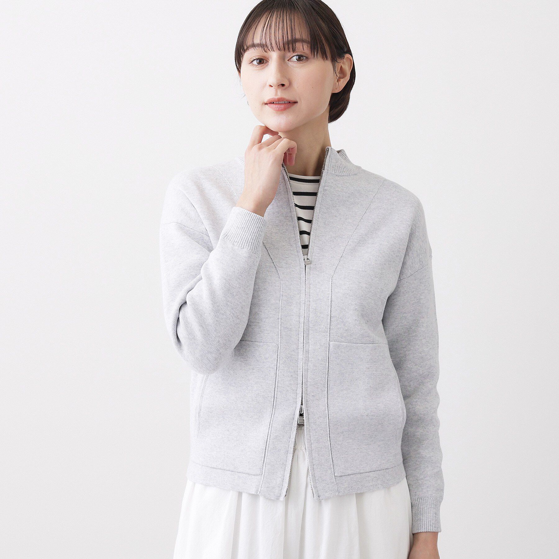 Dessin「【洗える】ジップニットカーディガン」|カーディガン|