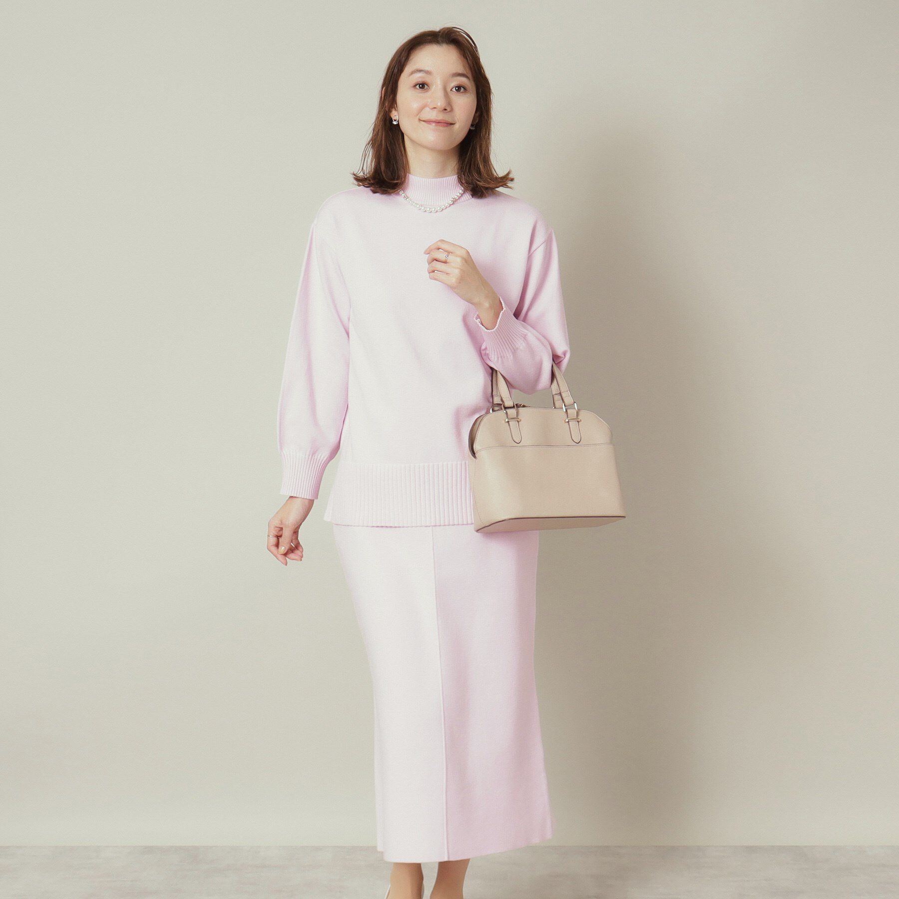 ITS&rsquo;DEMO「【通勤／手洗い可】ボトルネック&times;タイトスカートセットアップ」|スーツ|ライトピンク(070