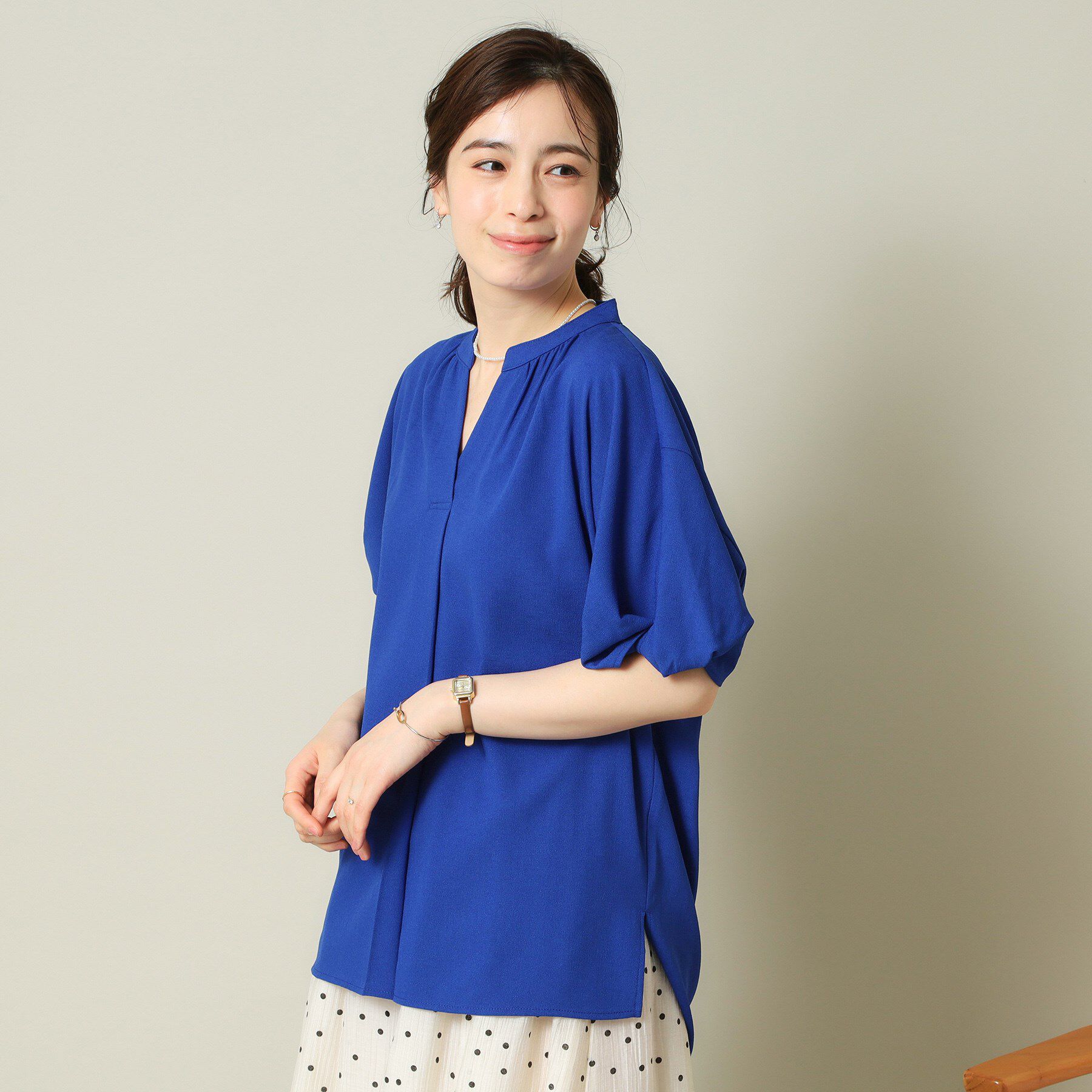 ITS&rsquo;DEMO「【UVケア/吸水速乾/洗濯機OK/冷感】麻調合繊チュニックブラウス＜ラク服シリーズ＞」|シャツ・ブラウス|