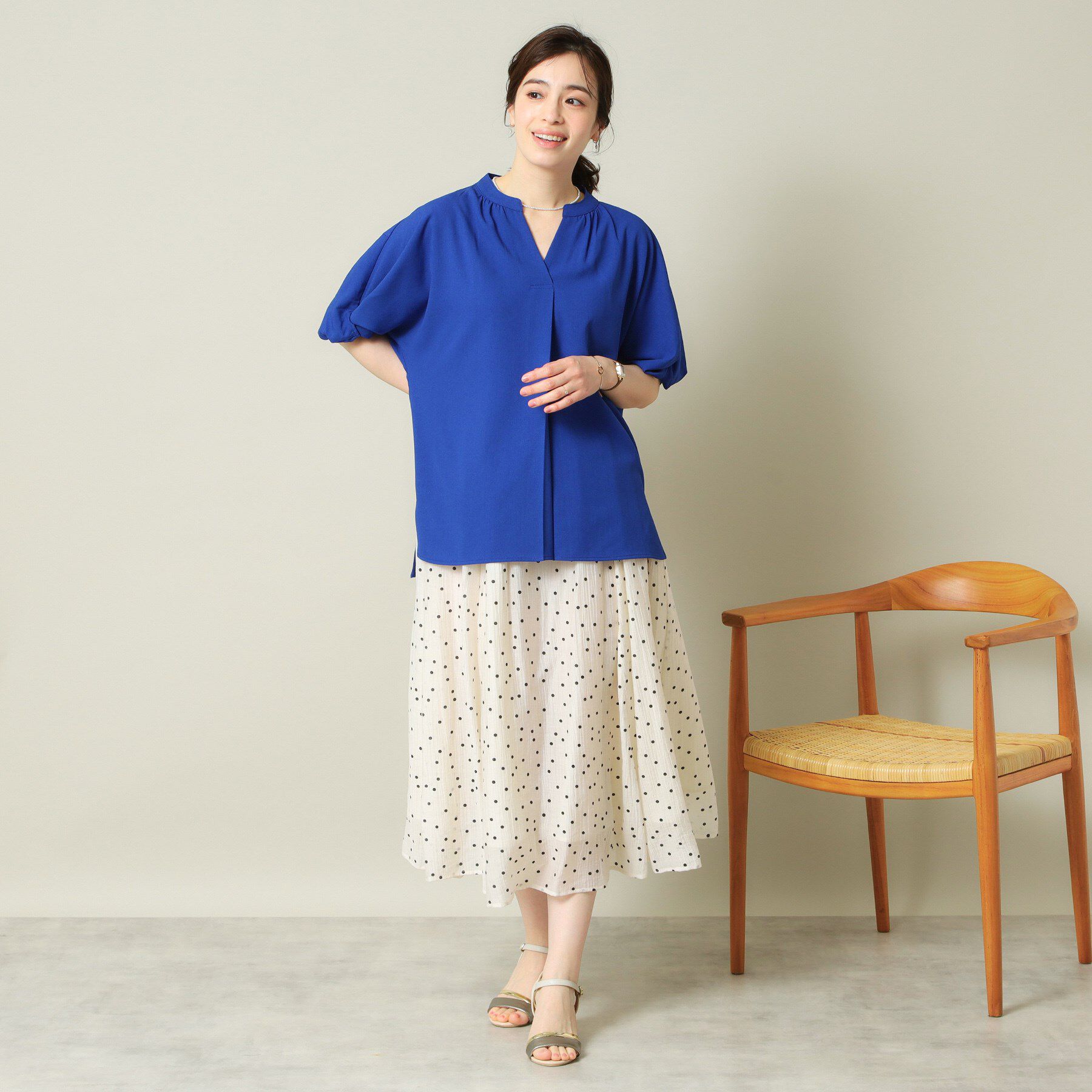 ITS&rsquo;DEMO「【UVケア/吸水速乾/洗濯機OK/冷感】麻調合繊チュニックブラウス＜ラク服シリーズ＞」|シャツ・ブラウス|