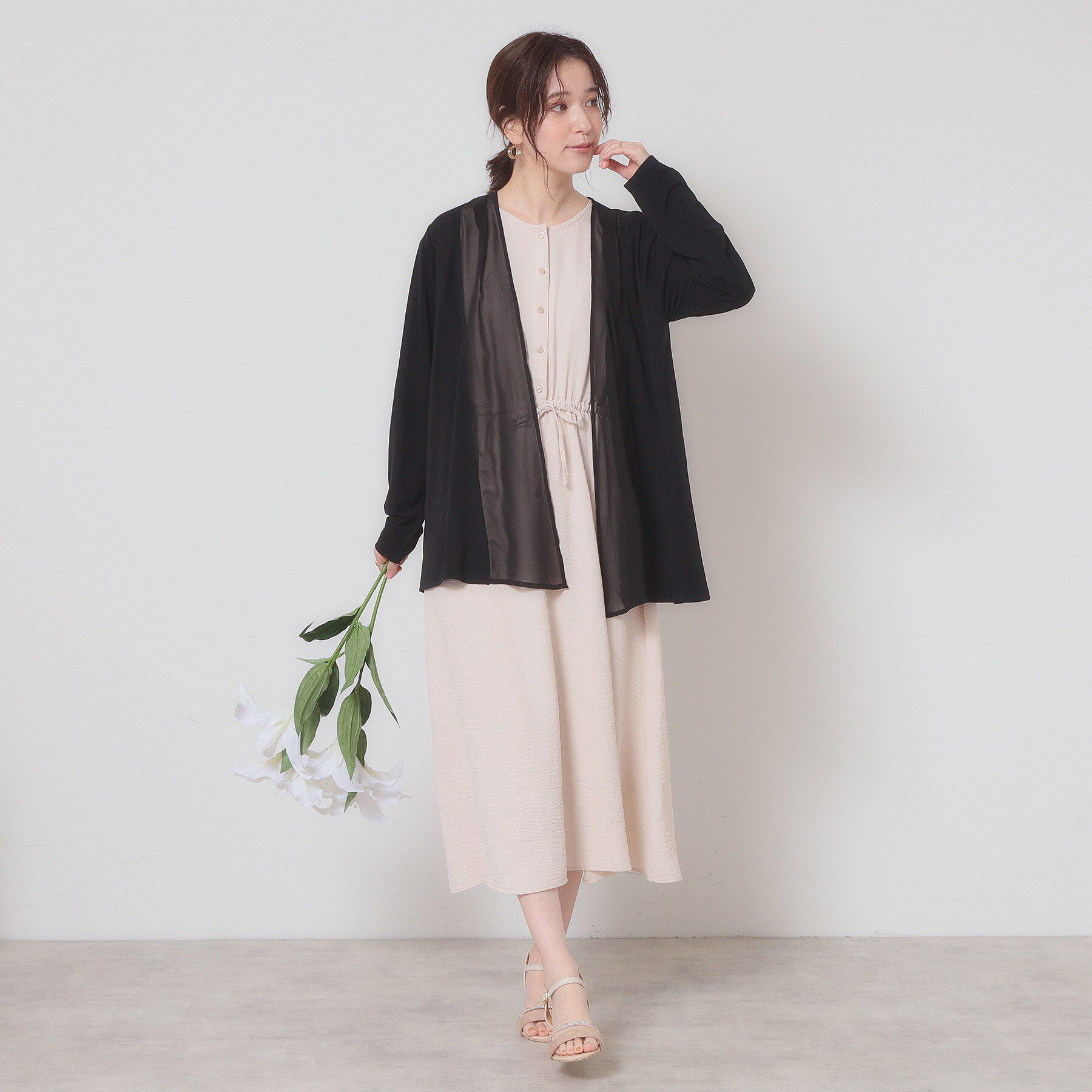 ITS&rsquo;DEMO「【手洗い可】異素材切替着流しカーディガン」|カーディガン|