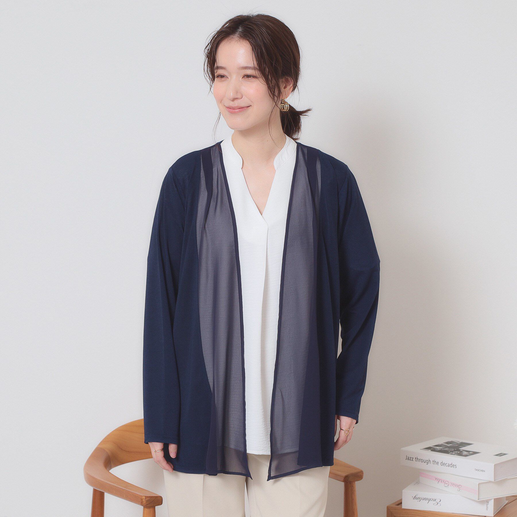 ITS&rsquo;DEMO「【手洗い可】異素材切替着流しカーディガン」|カーディガン|