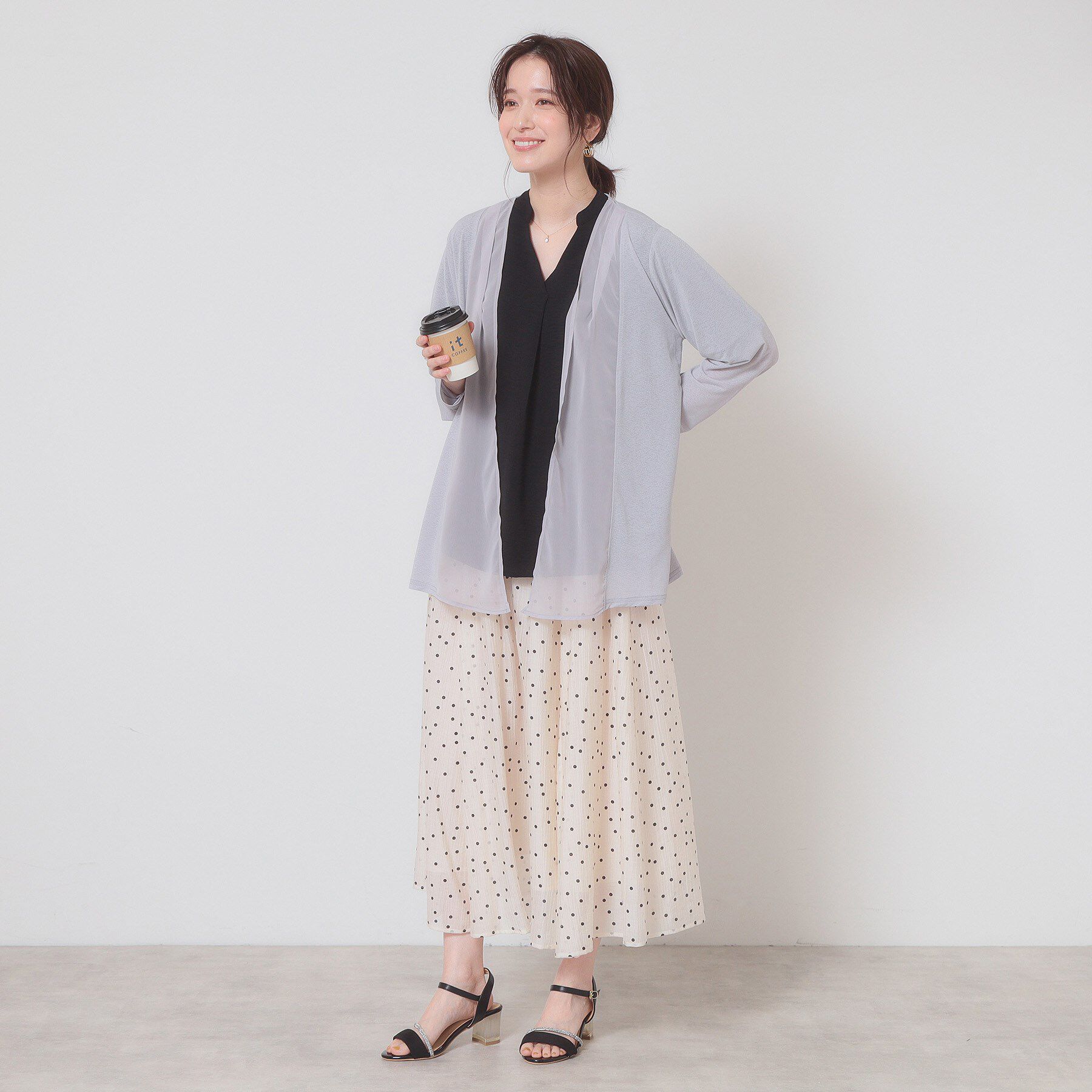 ITS&rsquo;DEMO「【手洗い可】異素材切替着流しカーディガン」|カーディガン|