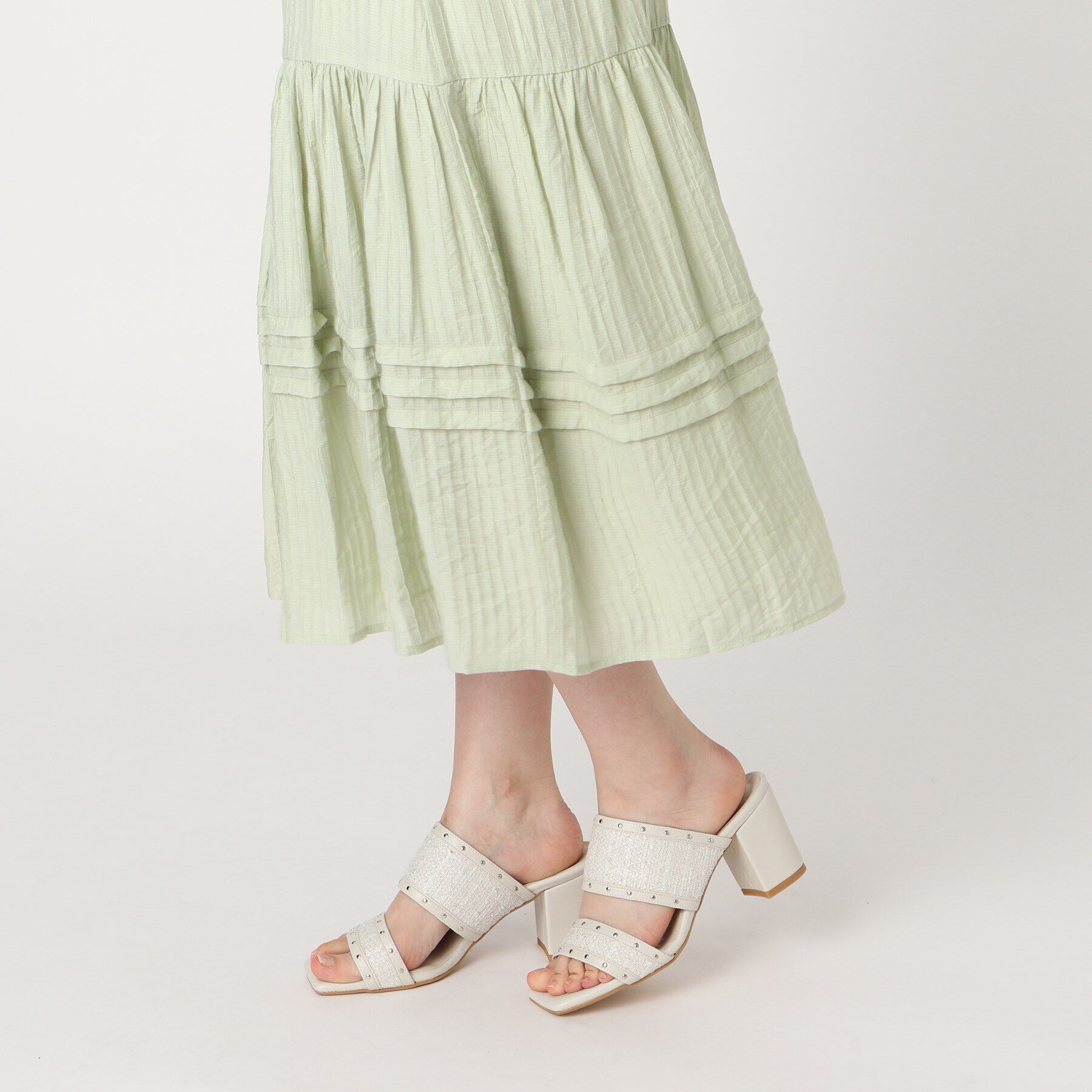 ESPERANZA「ツイードカシメスタッズミュールサンダル」|サンダル|