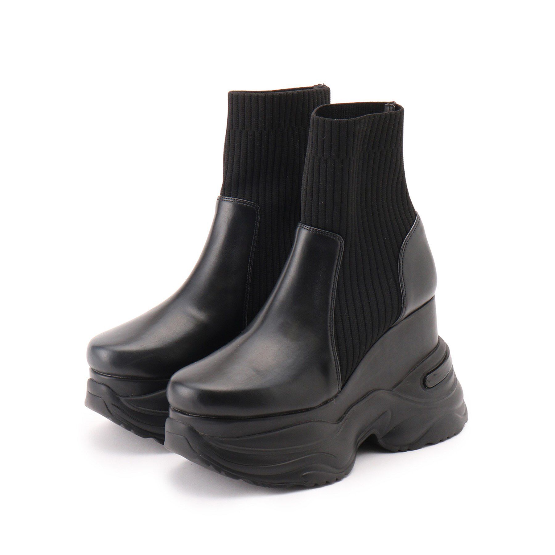 ESPERANZA「スニーカーソールニットショートブーツ」|ショートブーツ|ブラックスムース(0