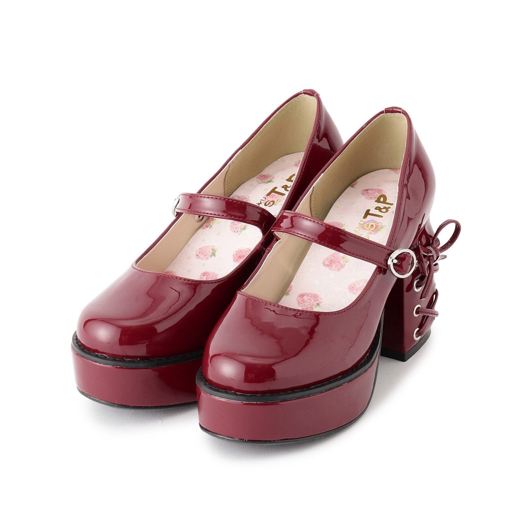 csT&P「厚底ヒールレースアップパンプス」|パンプス|ﾚｯﾄﾞ(262)