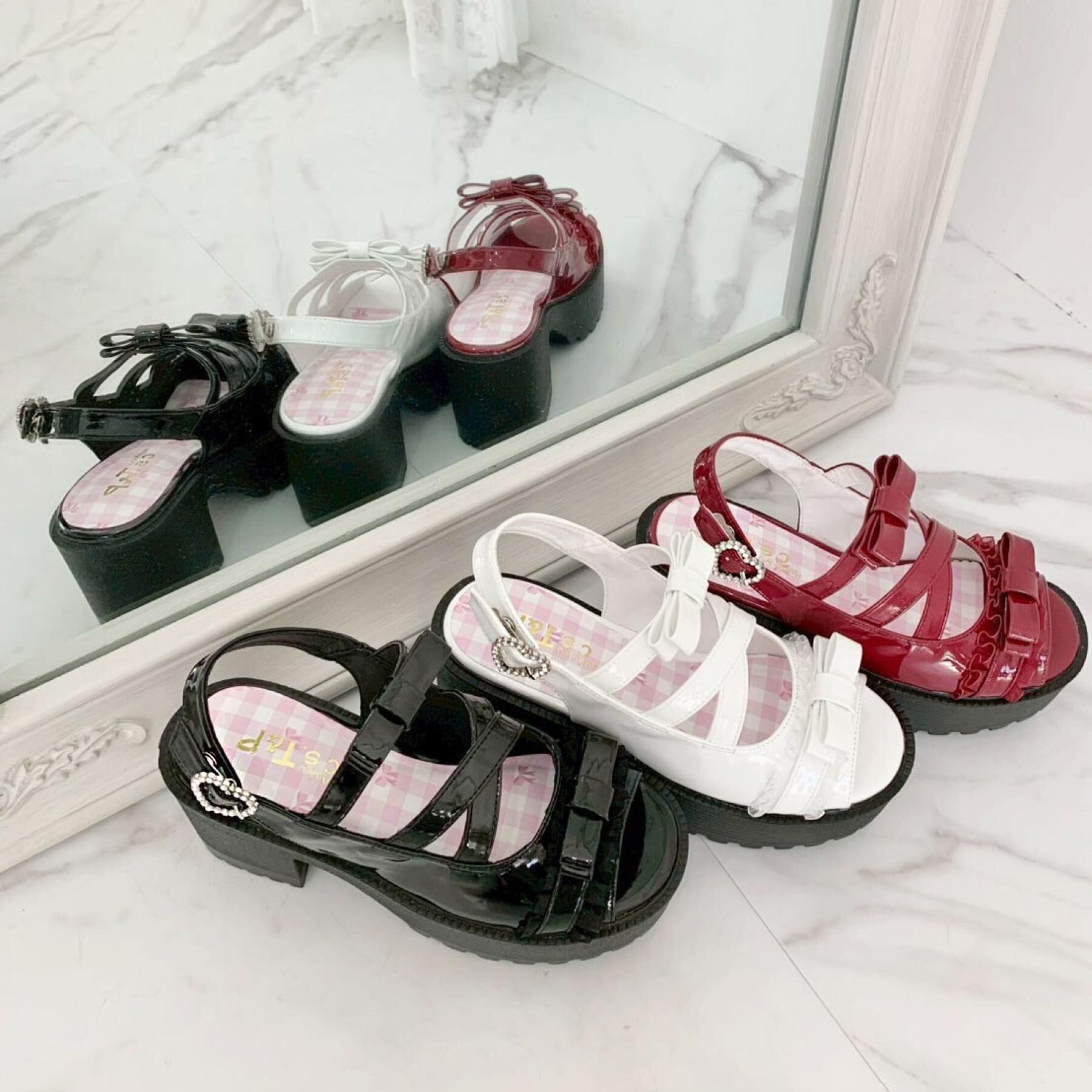 csT&P「厚底レース付きリボンベルトサンダル」|サンダル|