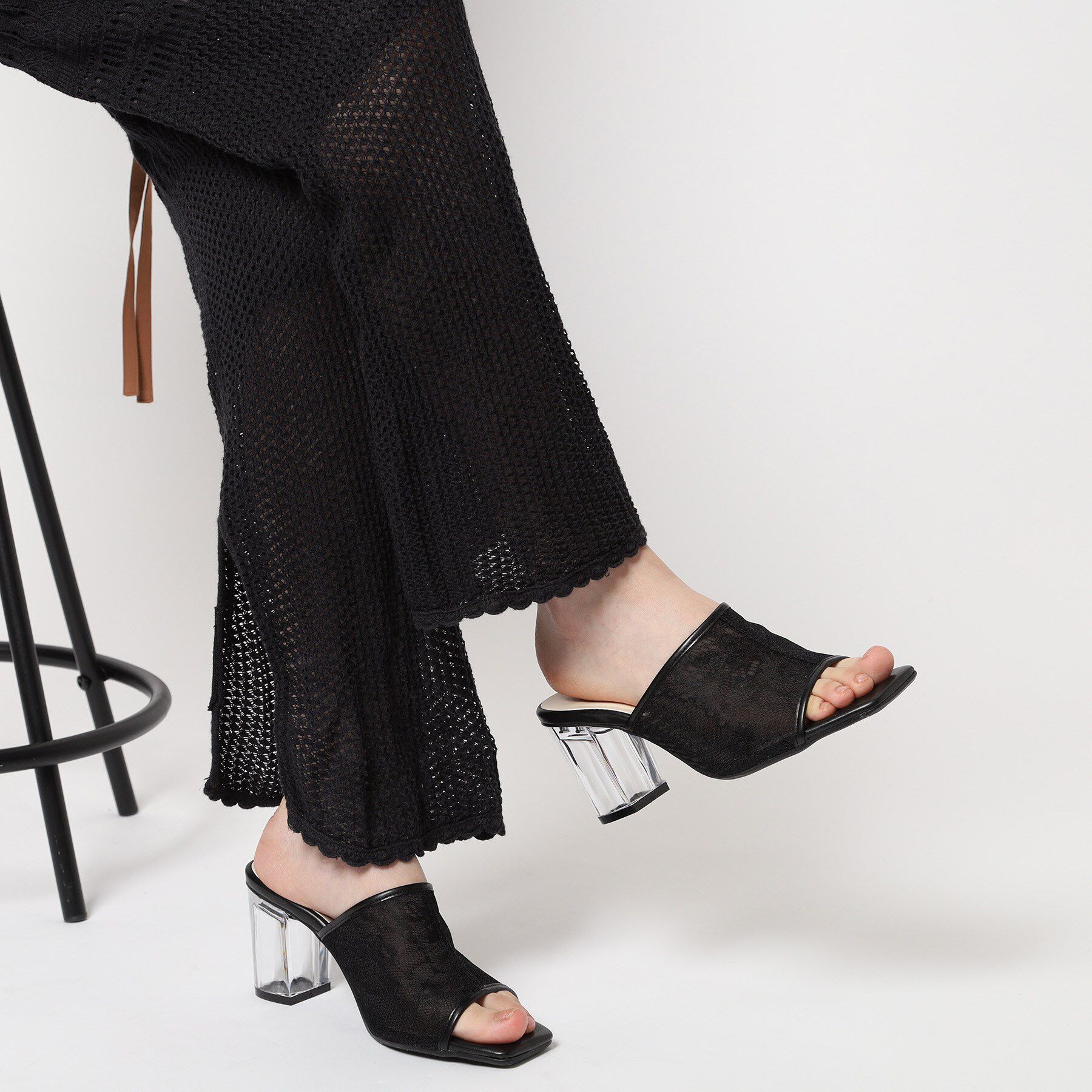 ESPERANZA「チュールメッシュクリアヒールミュール」|サンダル|