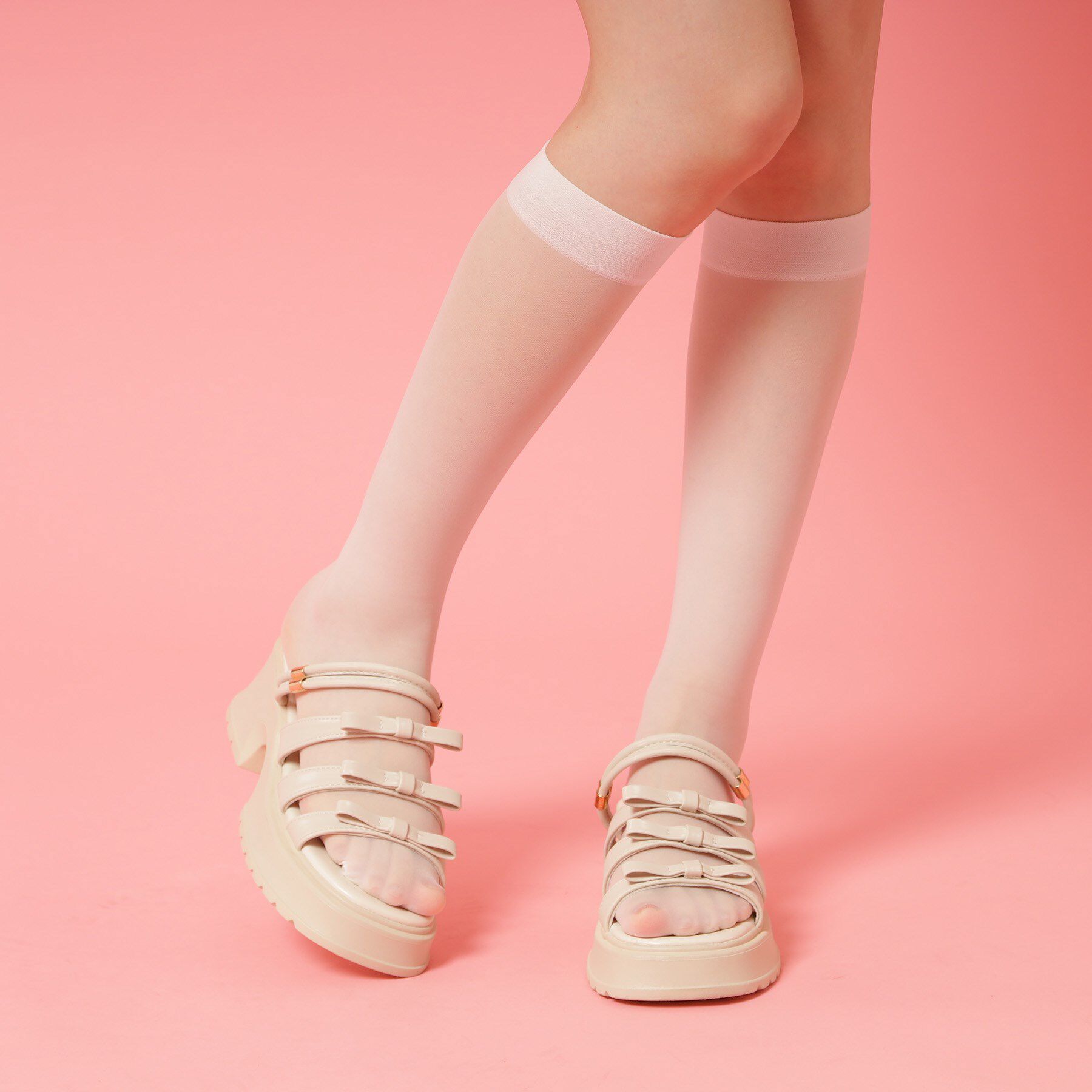 csT&P「3連リボンバレエコアサンダル」|サンダル|