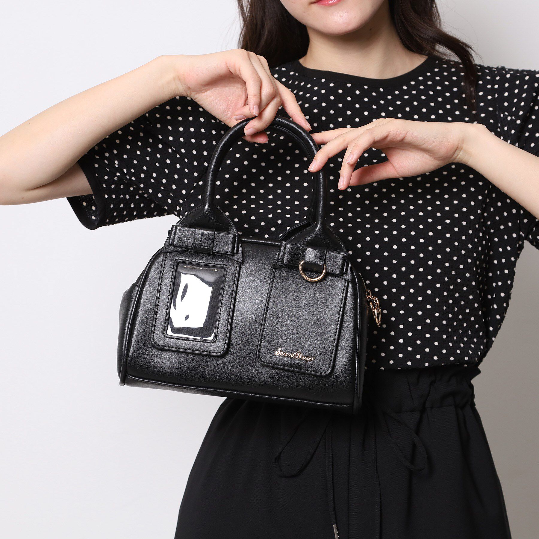 Ober Tashe「リボンミニボストンバッグ」|ショルダー・メッセンジャー|ブラック(019)