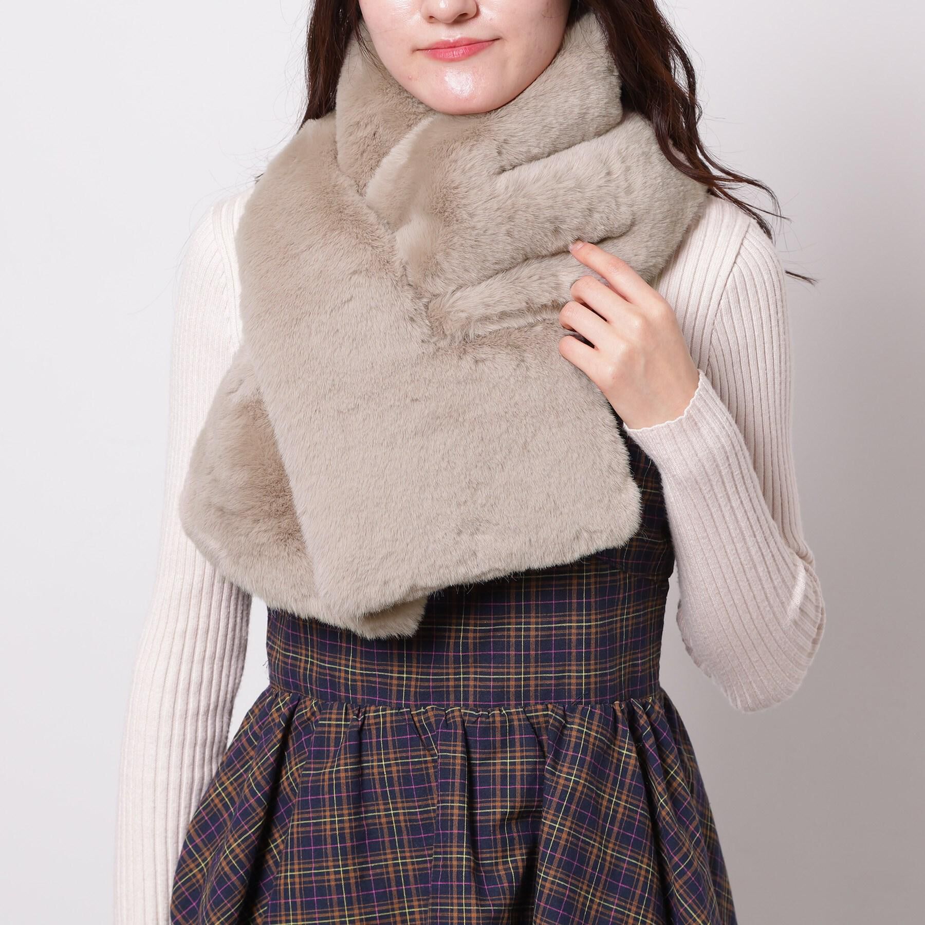 Ober Tashe「フェイクファークロスマフラー」|ストール|ベージュ(052)