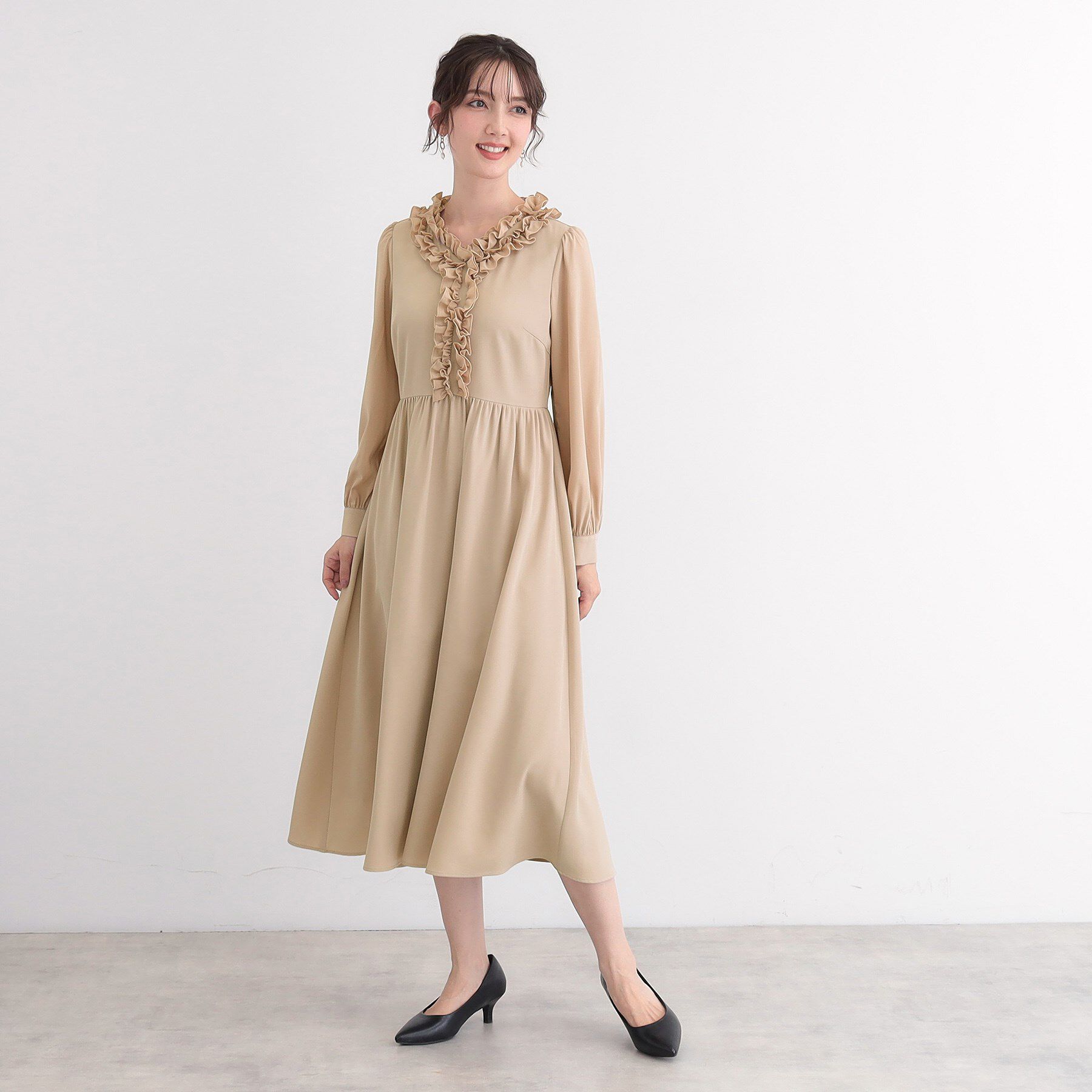 SunaUna「【フリル衿】フェミニンワンピース」|ワンピース|