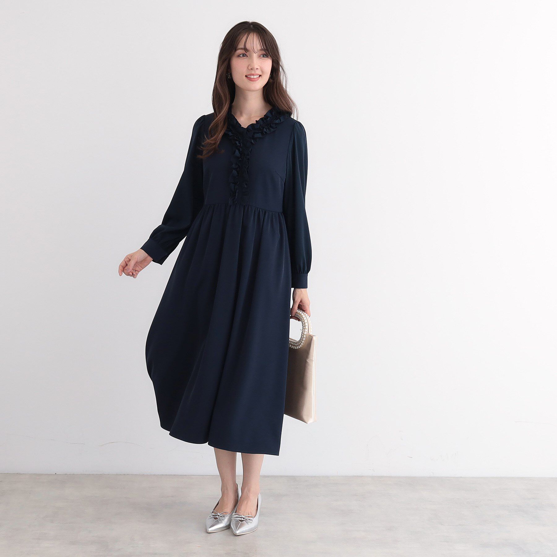 SunaUna「【フリル衿】フェミニンワンピース」|ワンピース|