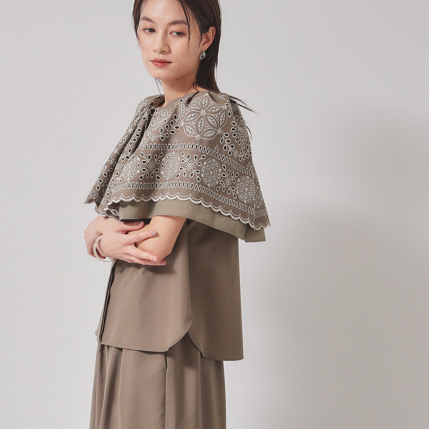 SunaUna「【幾何柄】ケープカラーブラウス」|シャツ・ブラウス|