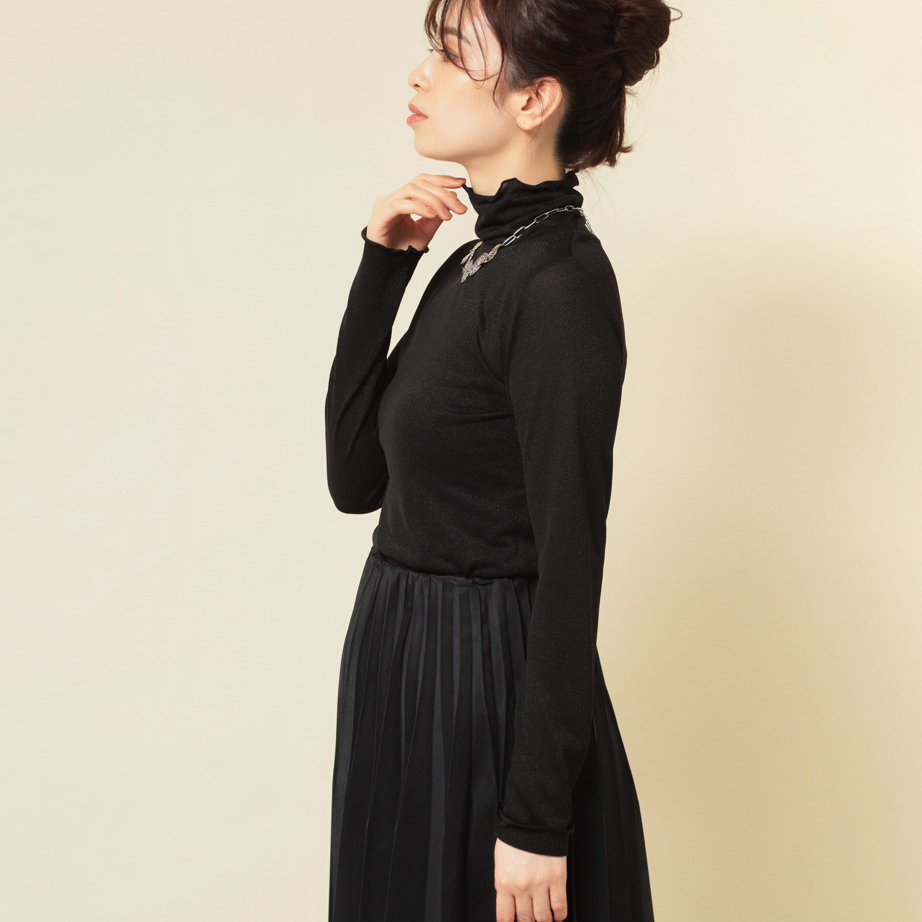 SunaUna「【ラメ／シアー】ハイネックカットソー」|Tシャツ・カットソー|