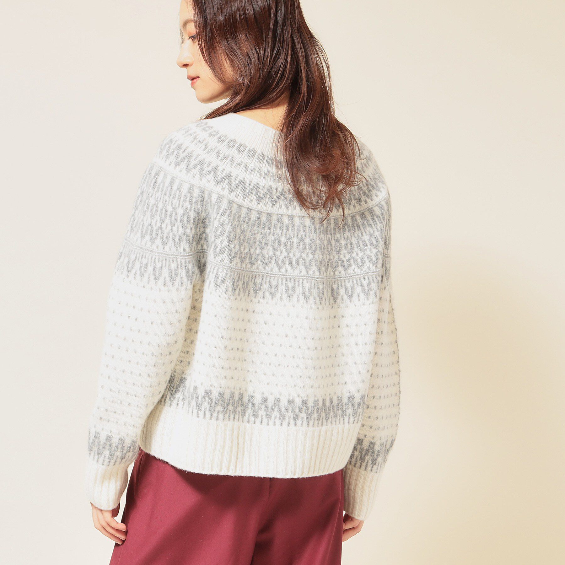 SunaUna「【ラメ混】ノルディック風ジャカード柄ニット」|ニット・セーター|