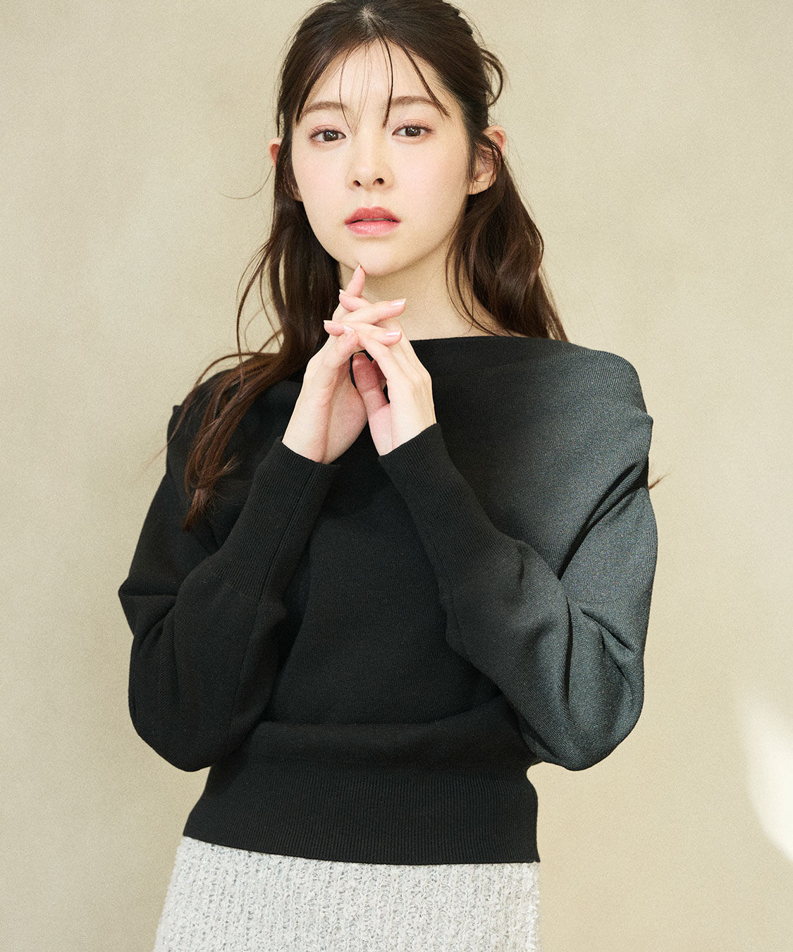 COCO DEAL「ドレープオフショルニット」|ニット・セーター|ブラック