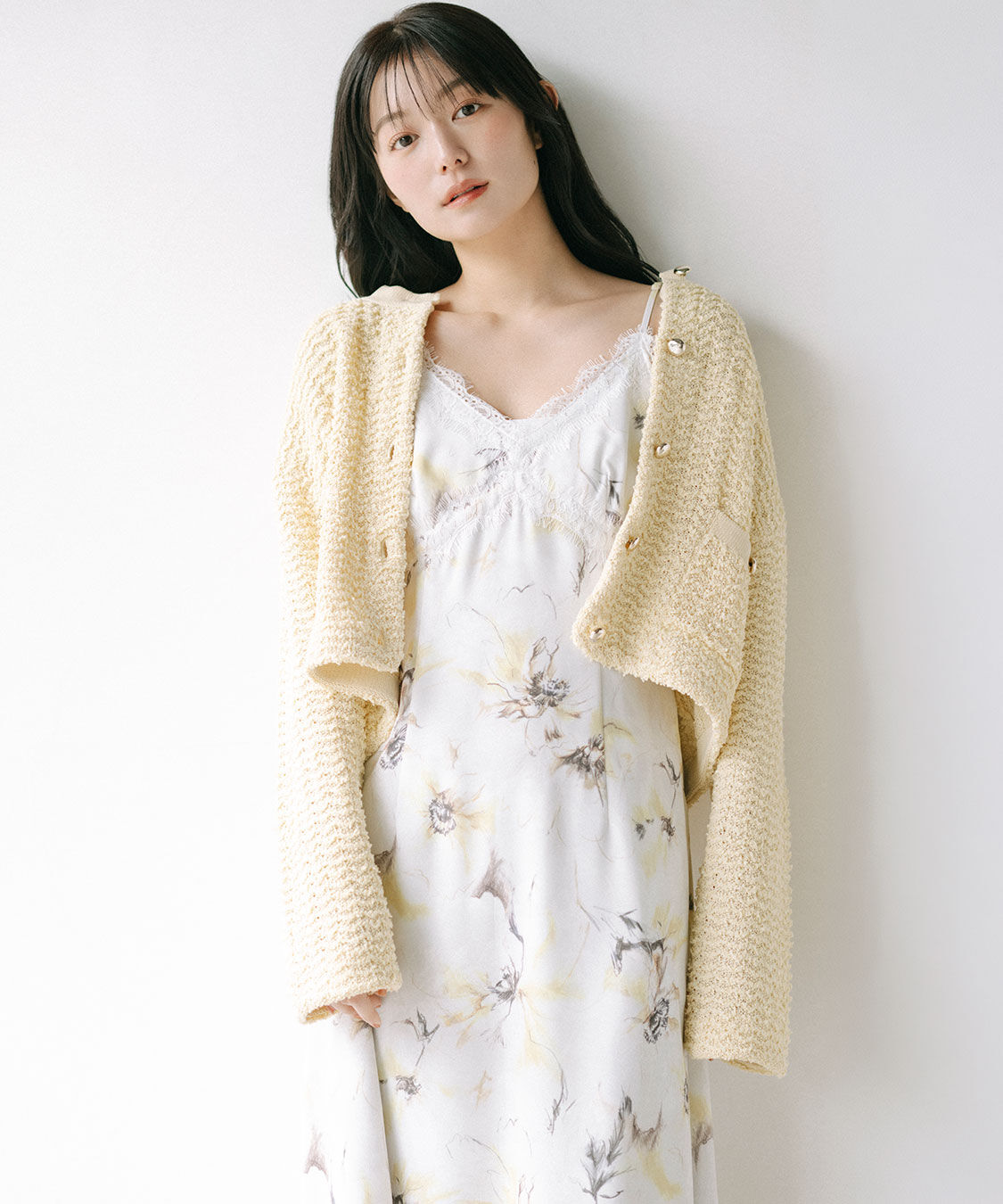 COCO DEAL「フラワープリントレーストリムキャミワンピース」|ワンピース|