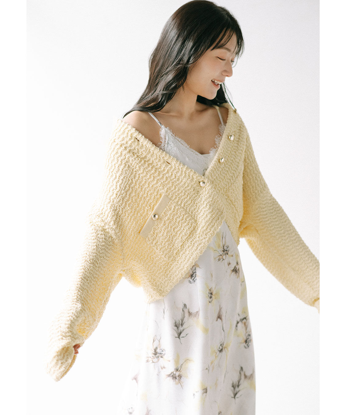 COCO DEAL「フラワープリントレーストリムキャミワンピース」|ワンピース|