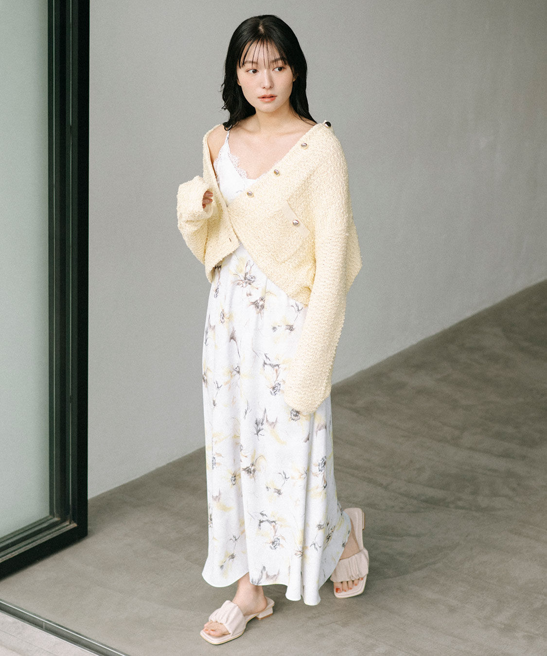 COCO DEAL「フラワープリントレーストリムキャミワンピース」|ワンピース|