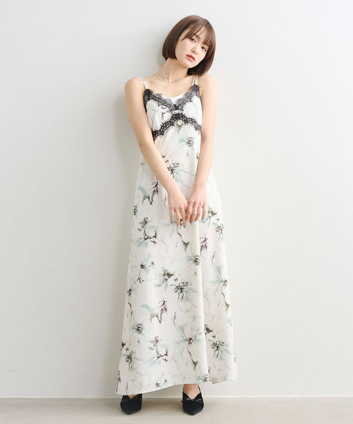 COCO DEAL「フラワープリントレーストリムキャミワンピース」|ワンピース|