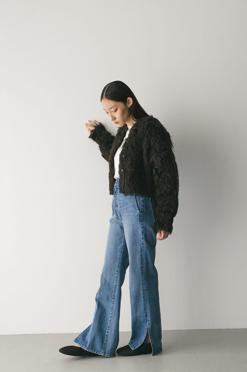 STYLEMIXER「メランジシャギーショートニットカーデ」|カーディガン|