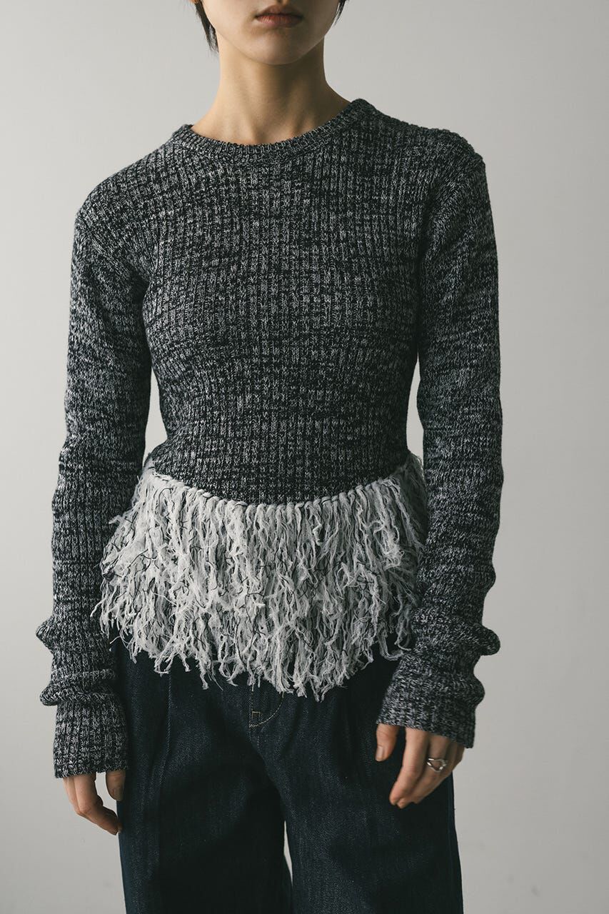 STYLEMIXER「チュールフリンジペプラムニット」|ニット・セーター|柄BLK5