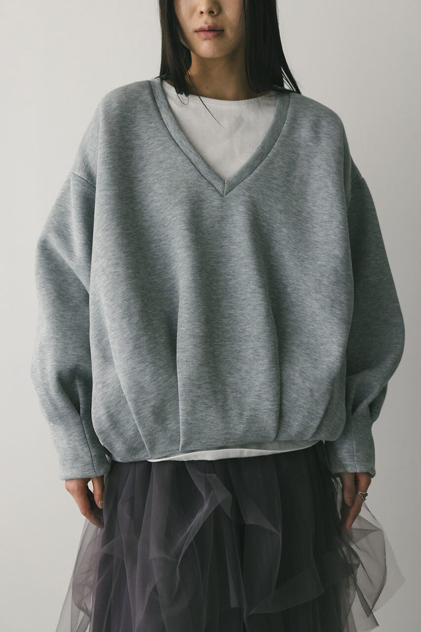 STYLEMIXER「Vネックフォルムダンボールトップ」|Tシャツ・カットソー|GRY