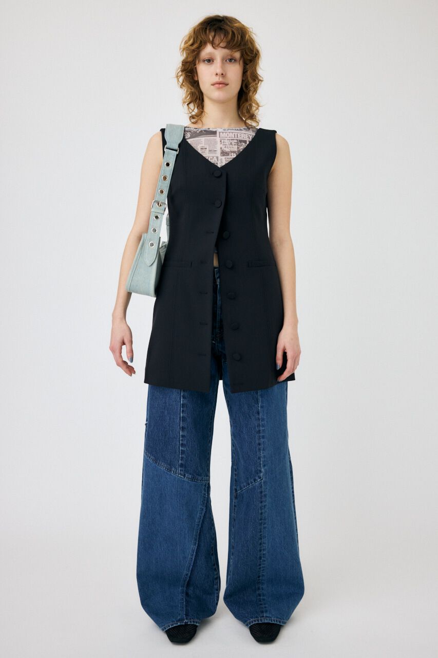 MOUSSY「VEST MINI ドレス」|ワンピース|BLK