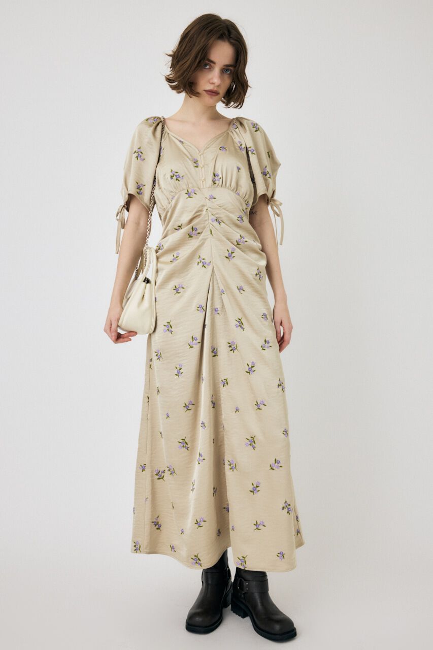 MOUSSY「BUTTERFLY SLEEVE ドレス」|ワンピース|柄BEG5