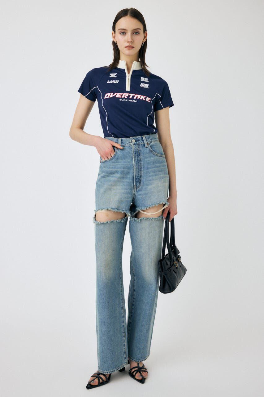 MOUSSY「HALF ZIP レーシング TEE」|Tシャツ・カットソー|