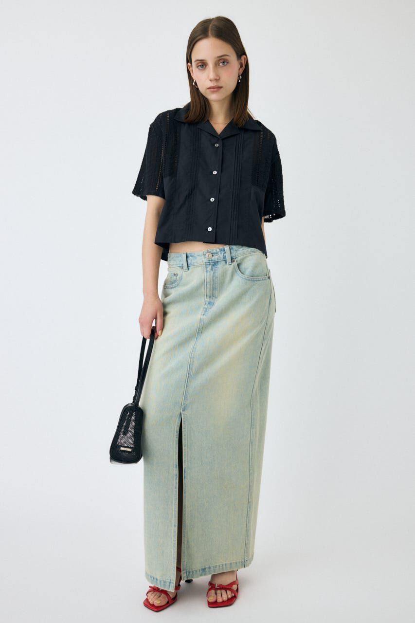 MOUSSY「LACE OPEN COLLAR シャツ」|シャツ・ブラウス|