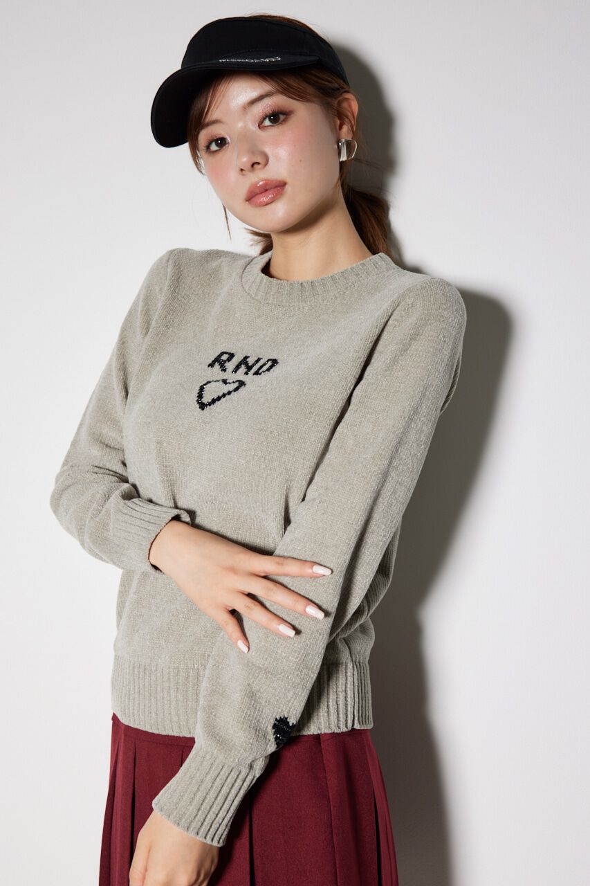 rienda「バストロゴモールニットトップス」|ニット・セーター|GRY