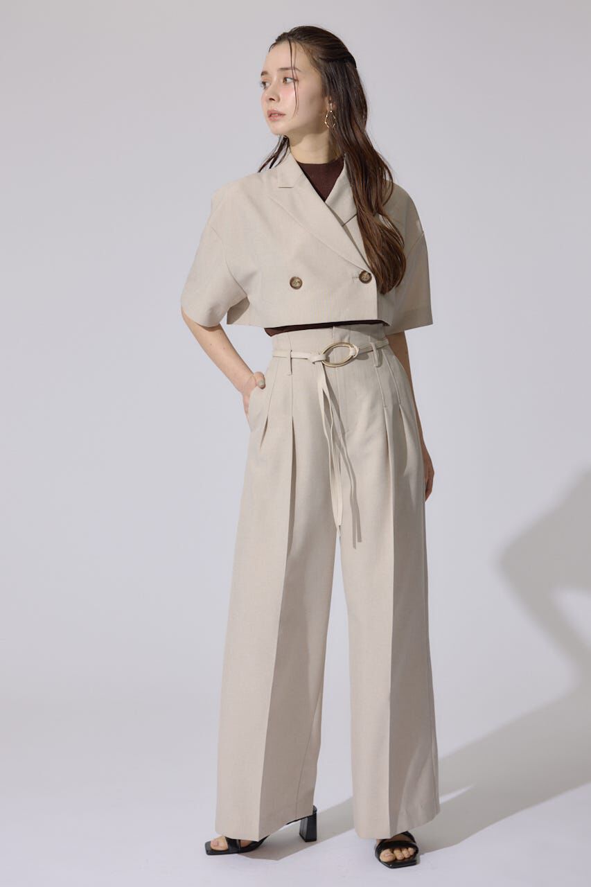 rienda「リネンライクワイドタックベルト付きパンツ」|その他|