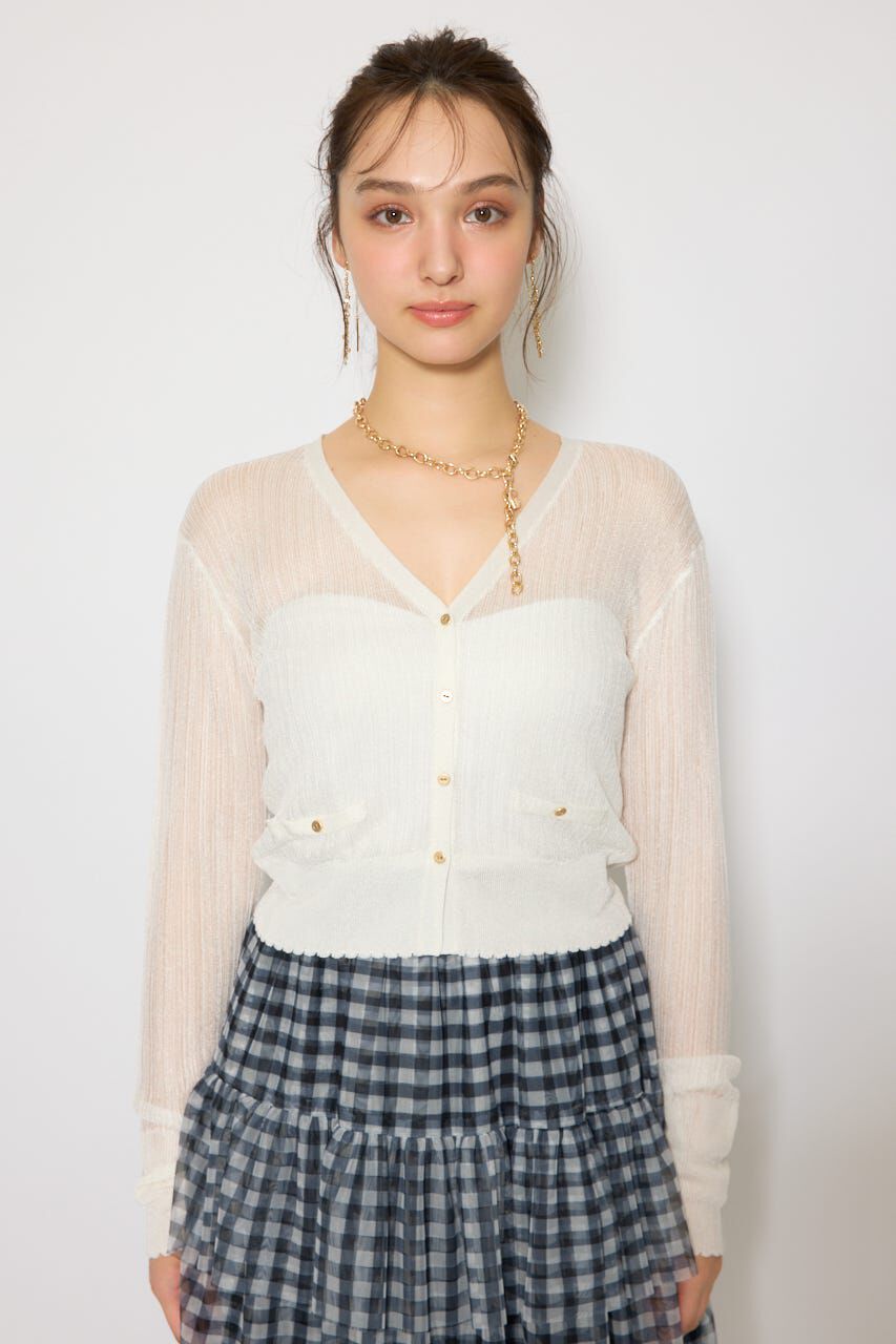 rienda「スカラップクロップドニットカーディガン」|カーディガン|