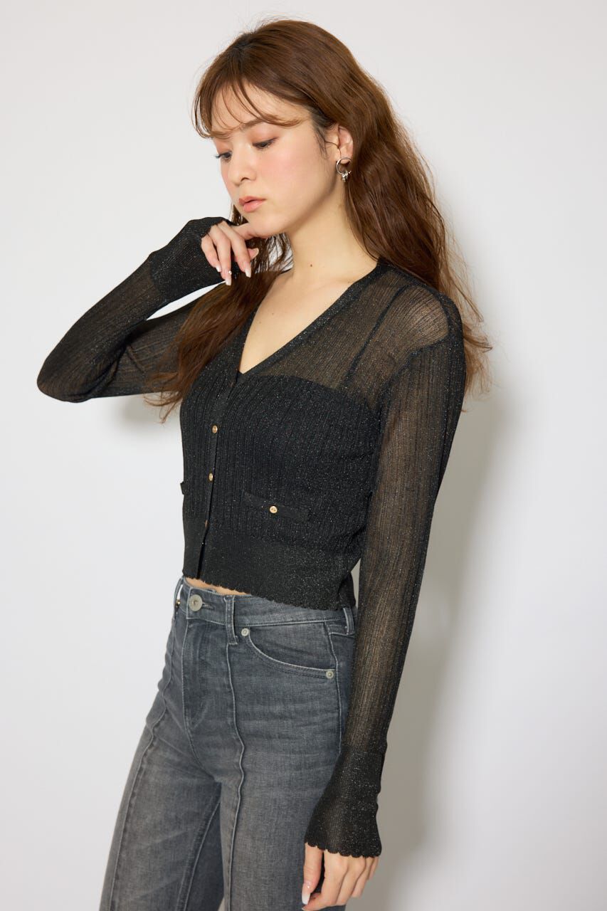 rienda「スカラップクロップドニットカーディガン」|カーディガン|